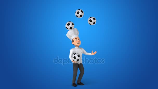 Kuchař charakter žonglování s míčky — Stock video