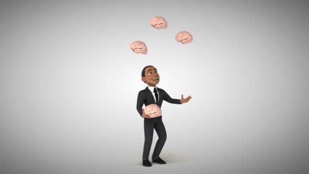 Businessman juggling with brains — Stock Video