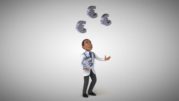 Läkare jonglering med euron tecken — Stockvideo