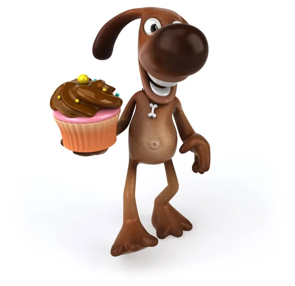 Lustige Cartoon-Figur mit Cupcake — Stockfoto