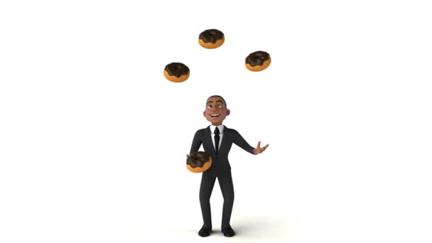 商人玩弄甜甜圈 — 图库视频影像