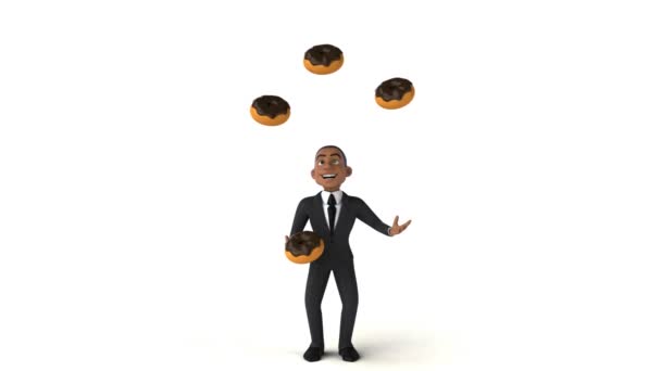 Businessman juggling with donuts — Stock Video