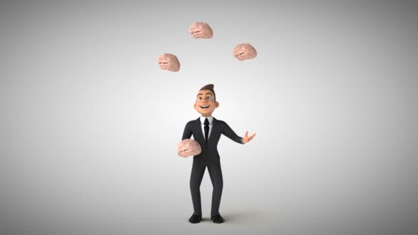 Biznesmen żonglerka z mózgiem — Wideo stockowe