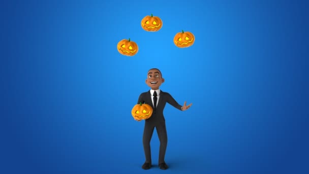 Businessman juggling with pumpkins — Stock Video