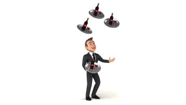 Affärsman jonglering med vin — Stockvideo