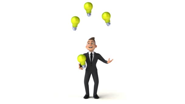 Businessman juggling with light bulbs — Stock Video