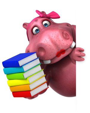 Kitaplar ile eğlenceli çizgi film karakteri