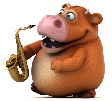 çizgi film karakteri ile müzik enstrümanı