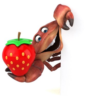 Çilek ile eğlenceli çizgi film karakteri 