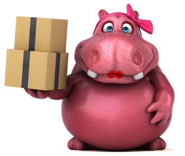 Kutuları ile eğlenceli çizgi film karakteri 