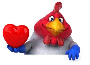 Kalp ile eğlenceli çizgi film karakteri  