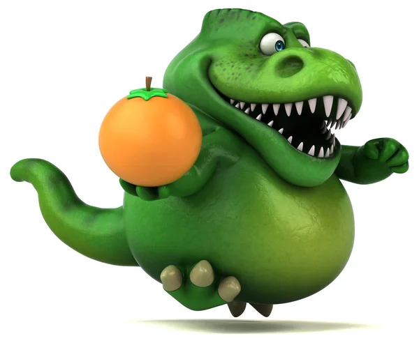 Fun cartoon character with orange — Stock Photo, Image