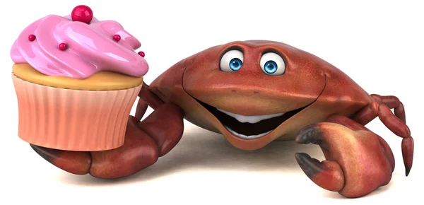 Divertente personaggio dei cartoni animati con cupcake — Foto Stock