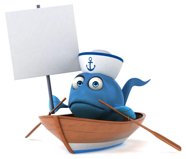 Personaggio dei cartoni animati in barca — Foto Stock