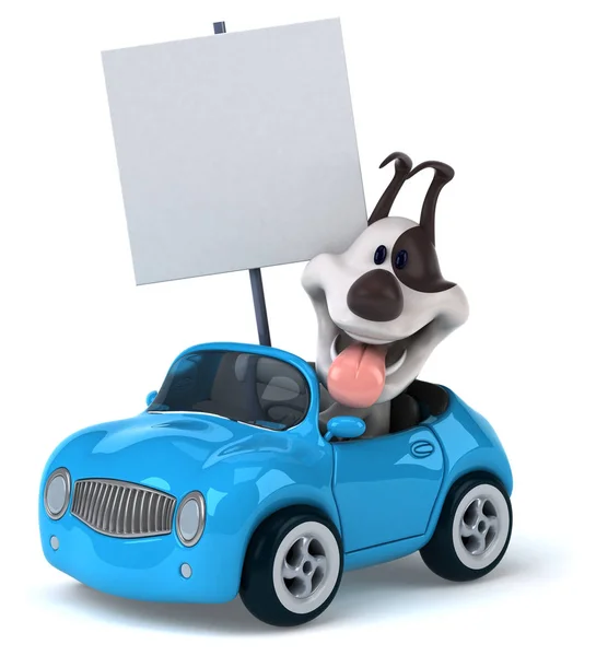 Zeichentrickfigur mit Auto — Stockfoto