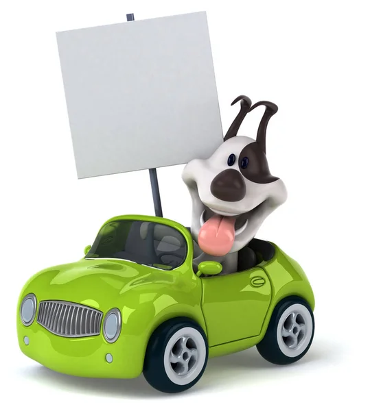Personaje de dibujos animados con coche —  Fotos de Stock