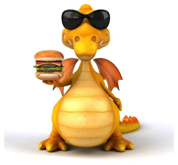 Cartoon character with  hamburger — Stock Photo, Image