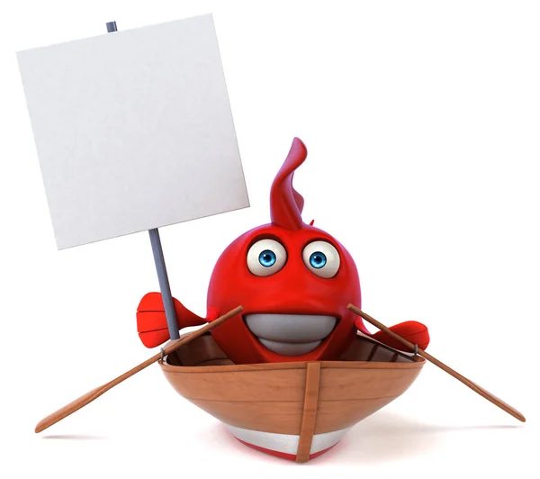 Personaggio dei cartoni animati in barca — Foto Stock