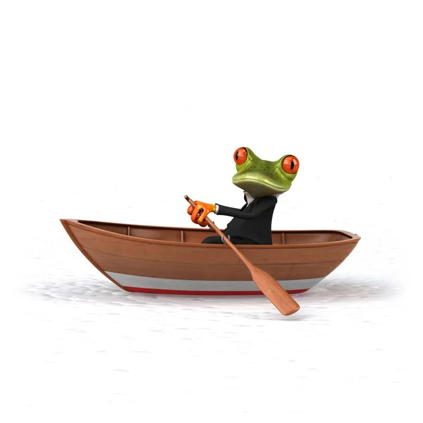 Personagem de desenho animado em barco — Fotografia de Stock