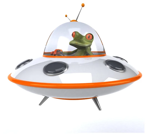 Cartoon character in space ship — Stock Photo, Image