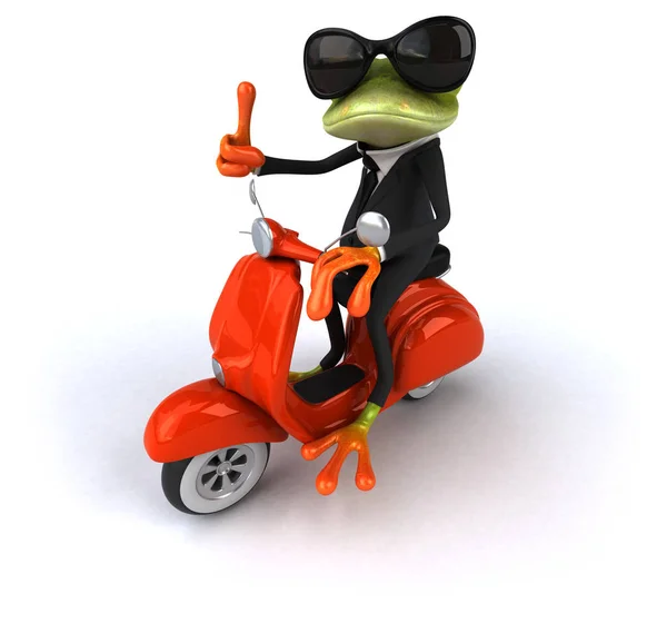 Personnage de dessin animé avec scooter — Photo