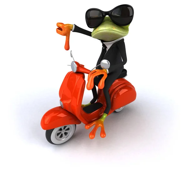 Personnage de dessin animé avec scooter — Photo