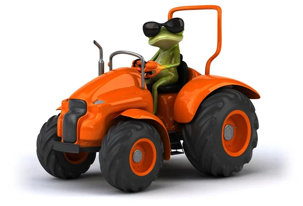 Fun frog on tractor — Stock Photo, Image