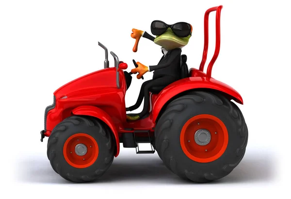 Zabawne żaba na ciągnik — Zdjęcie stockowe