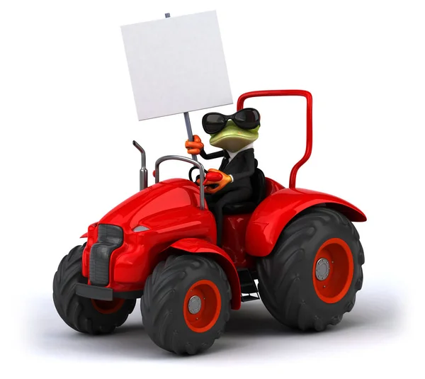 Zábava žába na traktoru — Stock fotografie