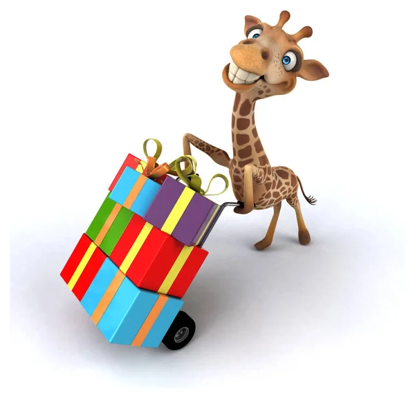 Girafa divertida com presentes — Fotografia de Stock