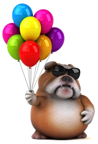 Веселый мультяшный персонаж с воздушными шарами — стоковое фото