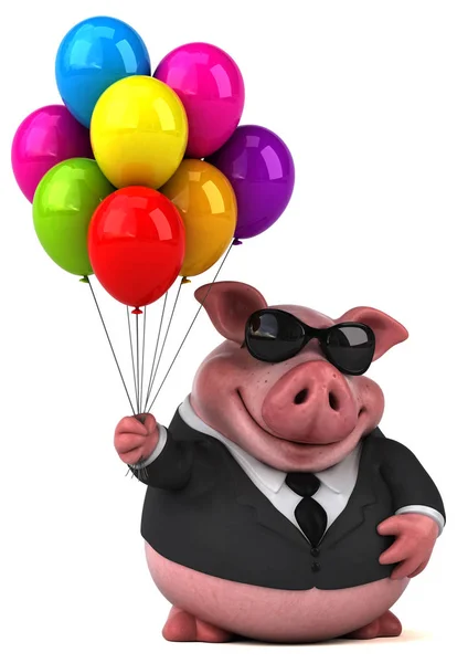 Divertido personaje de dibujos animados con globos —  Fotos de Stock