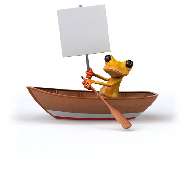 Χαρακτήρας κινουμένων σχεδίων στη βάρκα — Φωτογραφία Αρχείου
