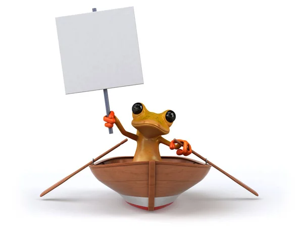 Cartoon character in boat — Stock Photo, Image
