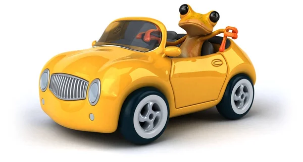 Cartoon character with car — Stock Photo, Image