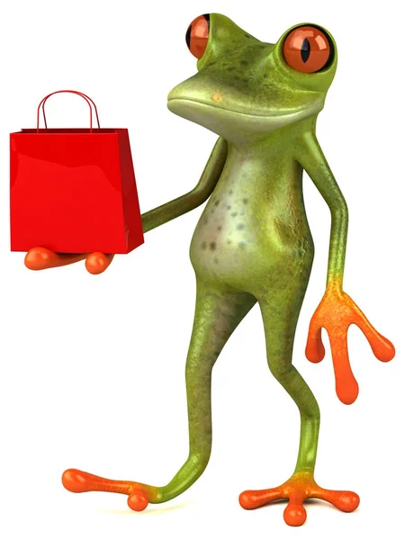 Çizgi film karakteri ile alışveriş çantası — Stok fotoğraf