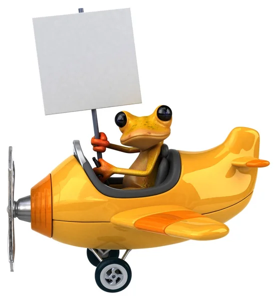 Cartoon character on  plane — Stock Photo, Image