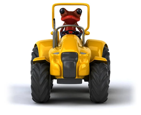 Fun frog on tractor — Stock Photo, Image