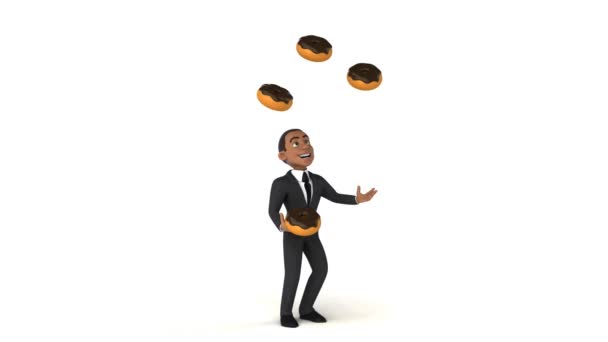 Businessman juggling with donuts — Stock Video