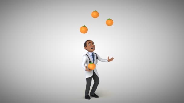 Doctor  juggling with  oranges — Stock Video