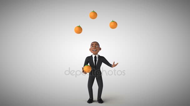 Businessman juggling with oranges — Stock Video