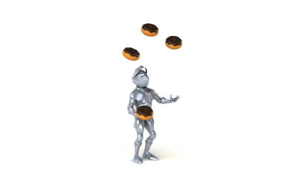 Шевалье жонглирует пончиками — стоковое видео