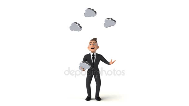 Businessman juggling with clouds — Stock Video