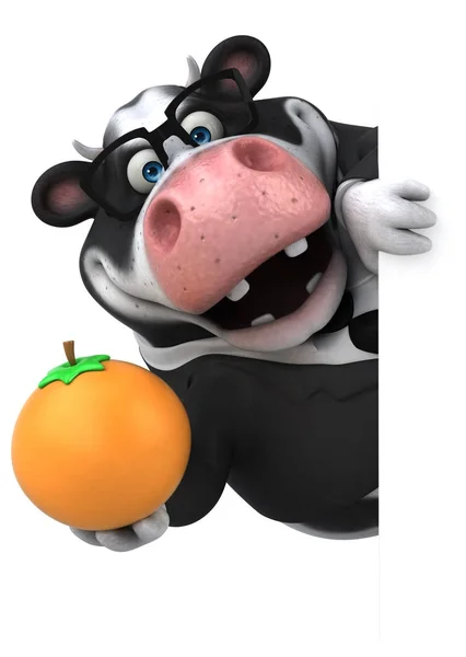 Fun cartoon character with orange — Stock Photo, Image