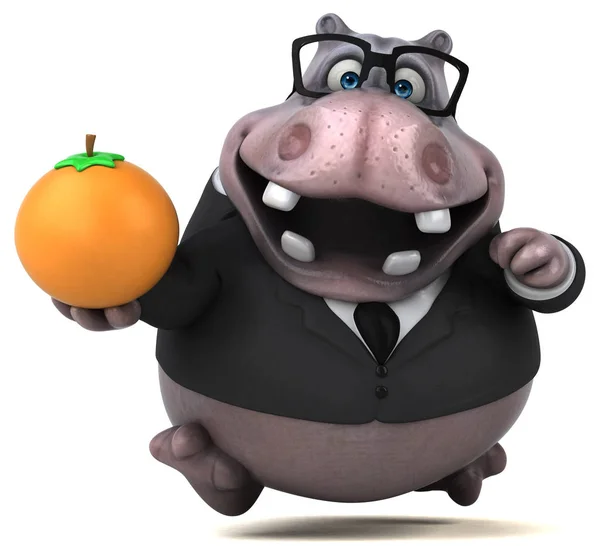 Divertido personaje de dibujos animados con naranja —  Fotos de Stock