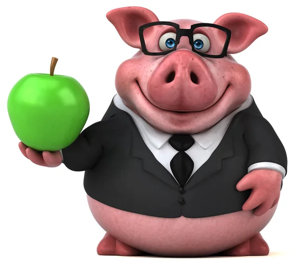 Divertido personaje de dibujos animados con manzana — Foto de Stock