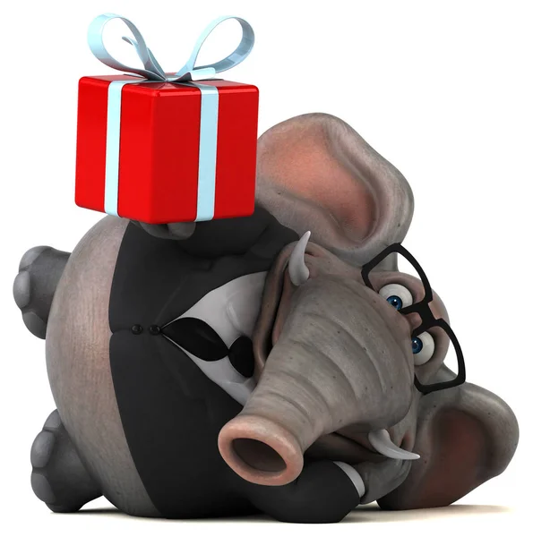 Lustige Cartoon-Figur mit Geschenk — Stockfoto