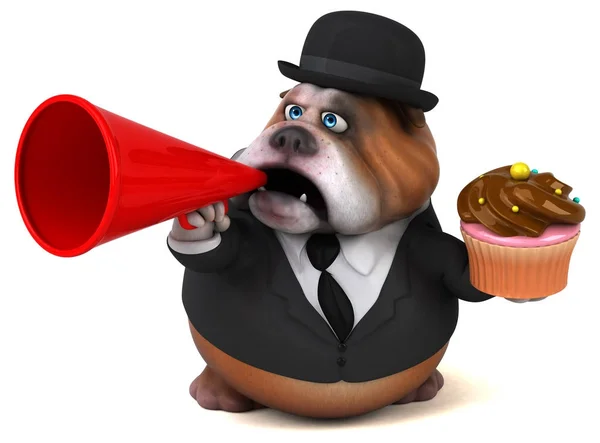 Grappige cartoon karakter met cupcake — Stockfoto