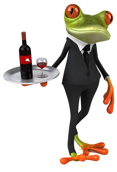 Kreslená postavička s vínem — Stock fotografie