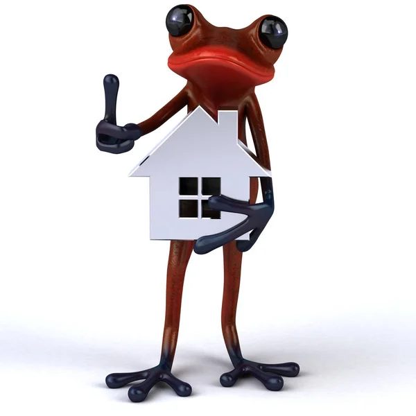Fun frog with house — Stock Photo, Image